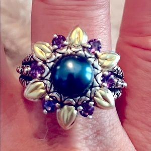 Absolutely gorgeous Barbara Bixby Sterling , 18k Gold, Blue Pearl & Amethyst